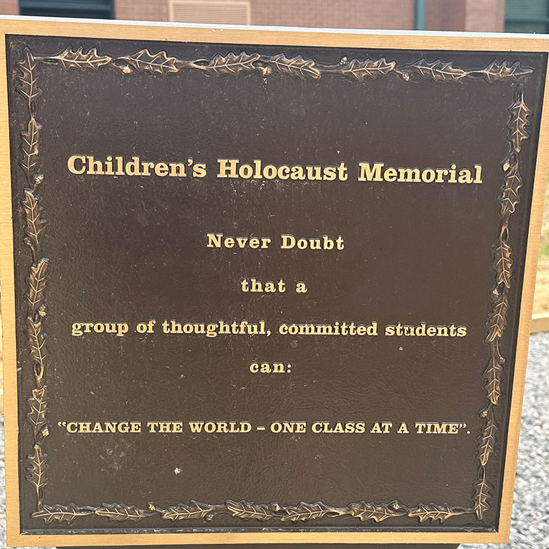 The sign at the Children's Holocaust Museum